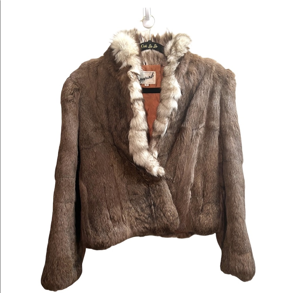 UPWARD 100% Genuine Brown Rabbit Fur Jacket